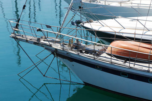 Boats in Mataró Marina, a nautical base of the north coast of Barcelona.